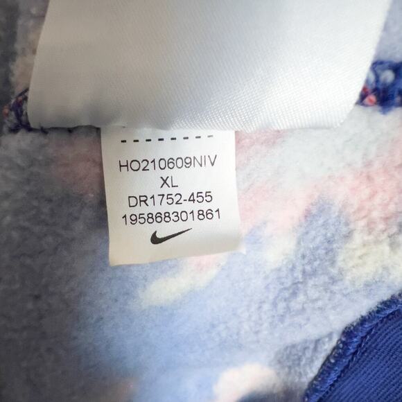 Nike Flower UFO lLub Hoodie XL Sweatshirt Blue Drawstring Embroidered Mushroom - Picture 5 of 10